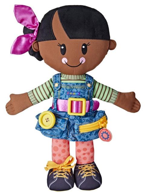 Playskool Dressy Kids Girl Doll with Black Hair, Activity Plush Toy for Kids Ages 2 and Up (Amazon Exclusive)