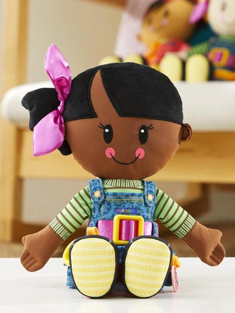 Playskool Dressy Kids Girl Doll with Black Hair, Activity Plush Toy for Kids Ages 2 and Up (Amazon Exclusive)