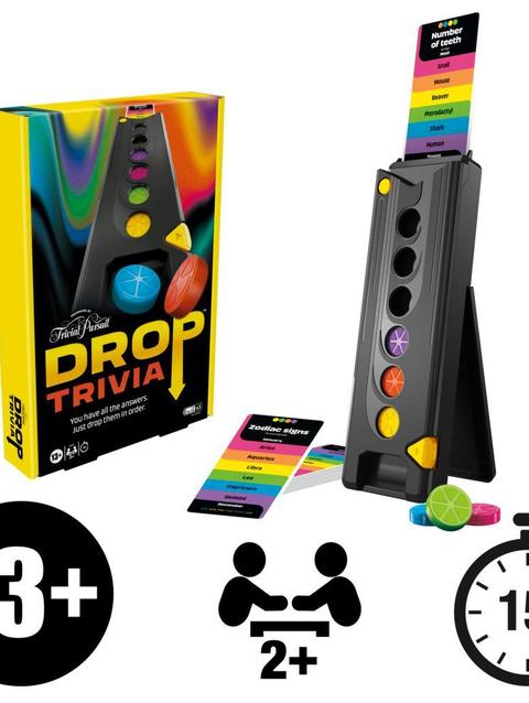 Drop Trivia Game, Electronic Party Game with Voice and Sounds, Board Games for 2 or More Players, Ages 13+