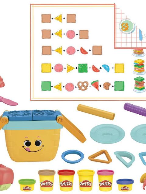 Play-Doh Picnic Shapes Starter Set, 12 Tools and 6 Cans, Preschool Toys