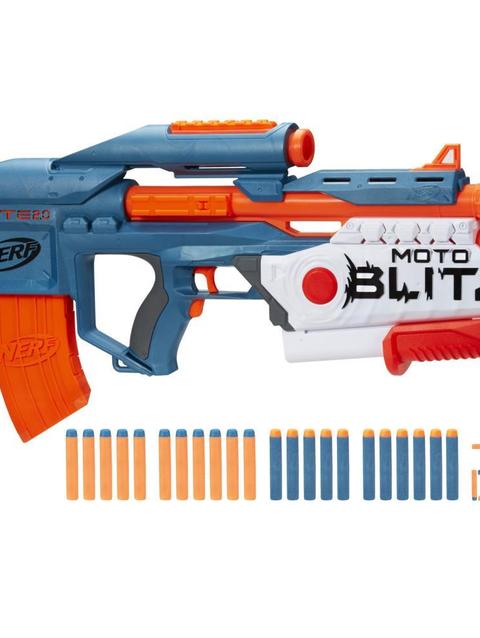 Nerf Elite 2.0 Motoblitz CS-10 Blaster, Motorized 10-Dart Blasting, Airblitz 6 Darts At Once, Clip, 22 Elite Darts