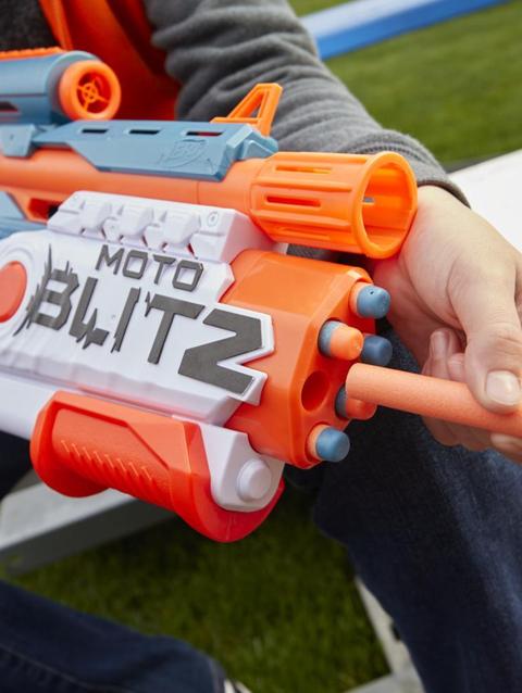 Nerf Elite 2.0 Motoblitz CS-10 Blaster, Motorized 10-Dart Blasting, Airblitz 6 Darts At Once, Clip, 22 Elite Darts