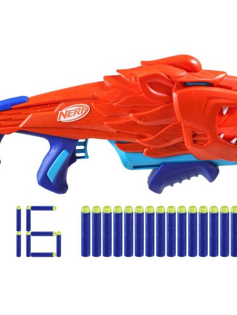 Nerf Junior Wild Lionfury, Easy Play Dart Blaster, 16 Nerf Elite Darts, Ages 6 & Up