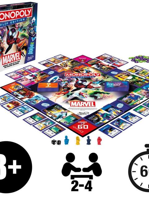 Monopoly Flip Edition: Marvel Board Game for 2 to 4 Players, Ages 8+