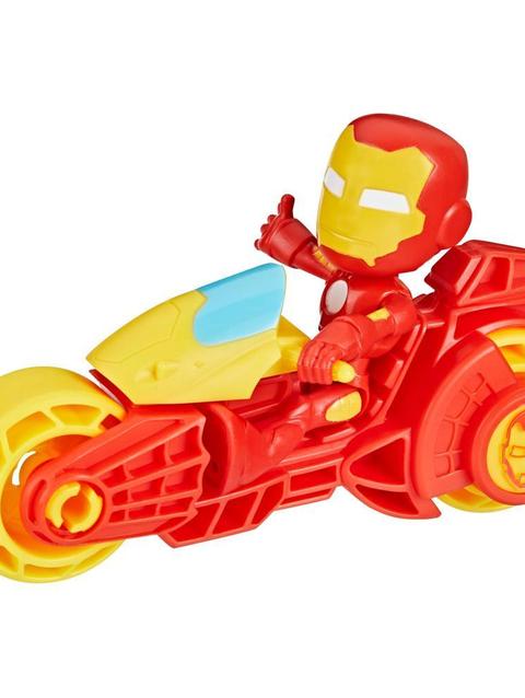 Marvel Spidey and His Amazing Friends, Iron Man Action Figure & Toy Motorcycle Playset