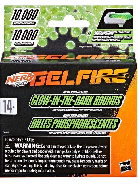 Nerf Pro Gelfire Glow in the Dark Rounds, 10,000 Rounds, Ages 14 & Up