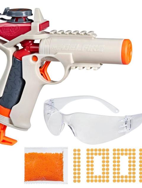 Nerf Pro Gelfire Ignitor Blaster, 1,000 Gelfire Rounds, 60 Round Capacity, T-Pull Priming, Eyewear