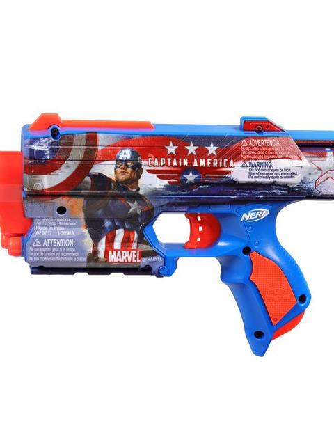 Nerf Marvel Captain America Blaster, 10 Nerf Elite Darts, Holster, Gifts for 8 Year Old Boys & Girls & Up