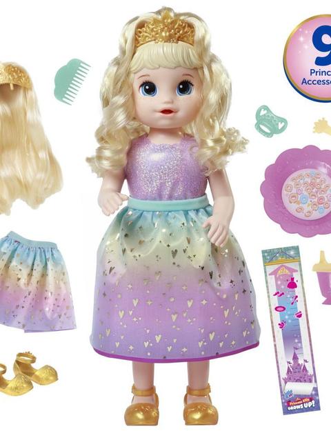 Baby Alive Princess Ellie Grows Up! Doll, 18-Inch Growing Talking Baby Doll Toy for Kids Ages 3 and Up, Blonde Hair