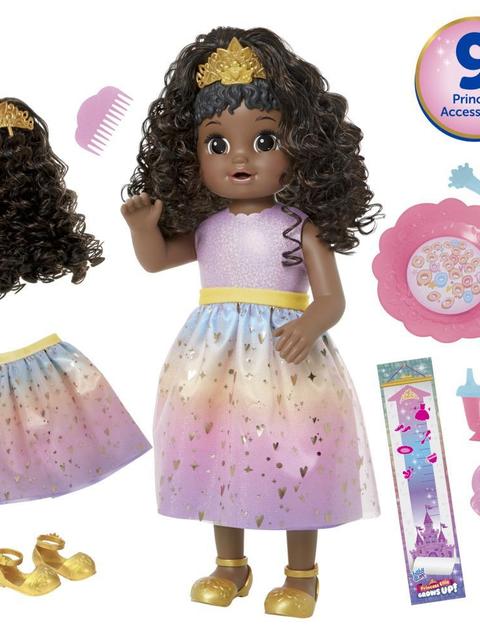 Baby Alive Princess Ellie Grows Up! Doll, 18-Inch Growing Talking Baby Doll Toy for Kids Ages 3 and Up, Black Hair