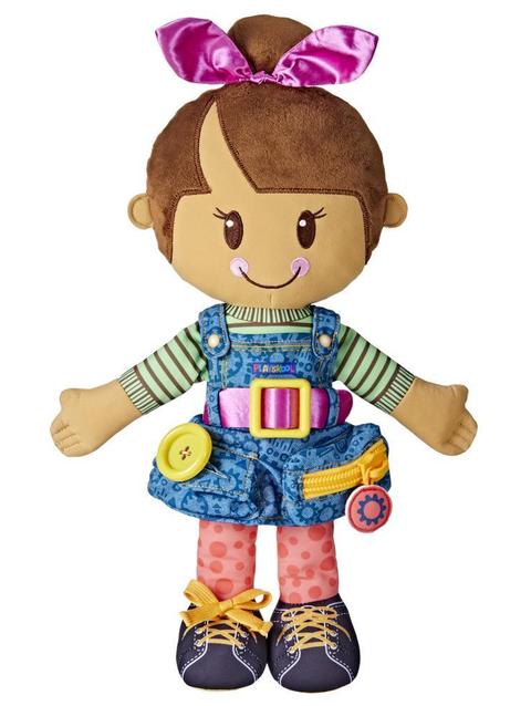 Playskool Dressy Kids Girl Doll with Brown Hair, Activity Plush Toy for Kids Ages 2 and Up (Amazon Exclusive)