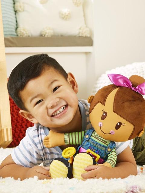 Playskool Dressy Kids Girl Doll with Brown Hair, Activity Plush Toy for Kids Ages 2 and Up (Amazon Exclusive)