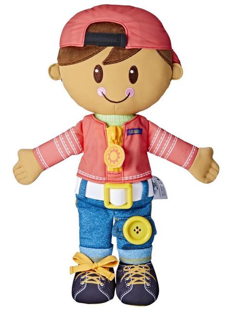 Playskool Dressy Kids Boy Doll with Brown Hair, Activity Plush Toy for Kids Ages 2 and Up (Amazon Exclusive)