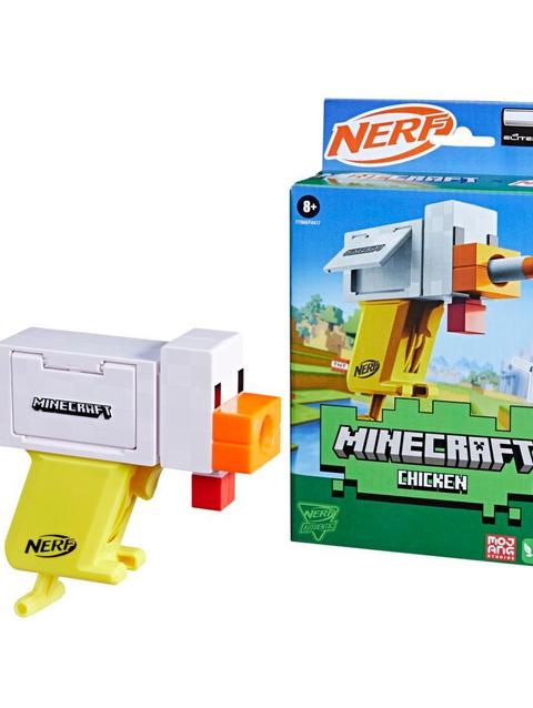 Nerf MicroShots Minecraft Chicken Blaster, Includes 2 Nerf Elite Foam Darts