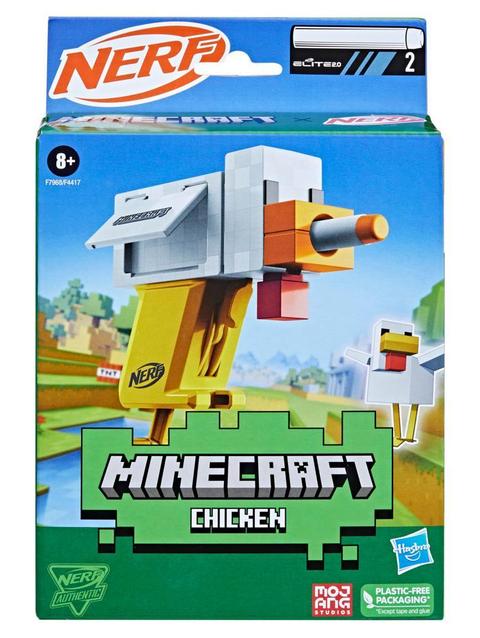 Nerf MicroShots Minecraft Chicken Blaster, Includes 2 Nerf Elite Foam Darts