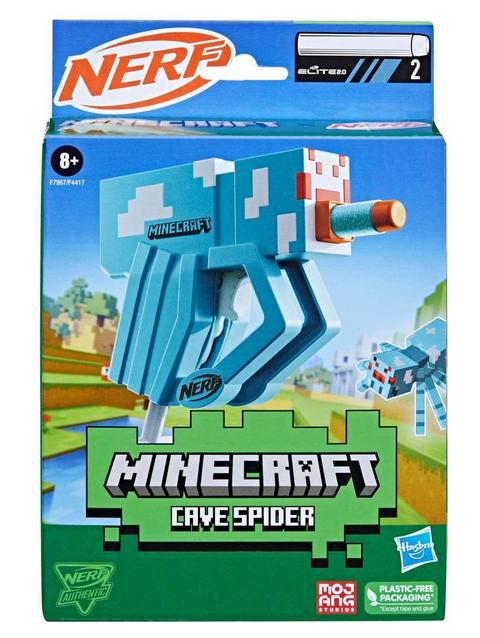 Nerf MicroShots Minecraft Cave Spider Blaster, Includes 2 Nerf Elite Foam Darts