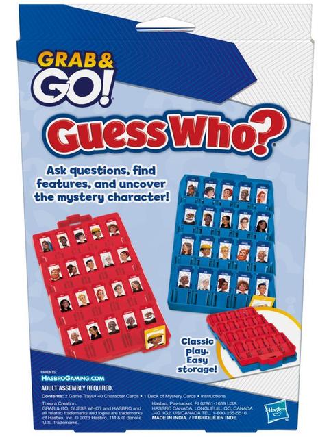 Guess Who? Grab and Go Game, Original Guessing Game for Ages 6 and up, 2 Player Travel Game