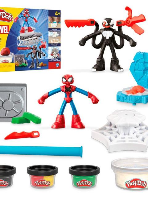 Play-Doh Marvel Spider-Man Launch & Slice Battle Playset with 2 Action Figures, Ages 4+