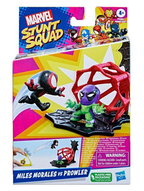 Marvel Stunt Squad Miles Morales vs. Prowler Playset with Action Figures (1.5”)