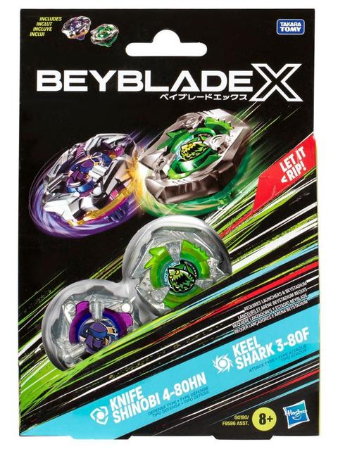 Beyblade X Knife Shinobi 4-80HN and Keel Shark 3-80F Top Dual Pack Set, Ages 8+