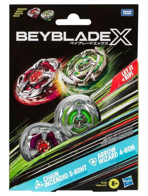 Beyblade X Chain Incendio 5-60HT and Arrow Wizard 4-60N Top Dual Pack Set, Ages 8+