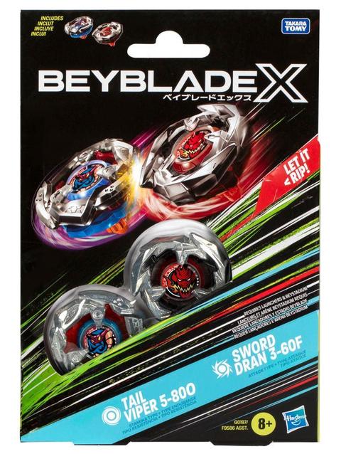 Beyblade X Tail Viper 5-80O and Sword Dran 3-60F Top Dual Pack Set, Ages 8+