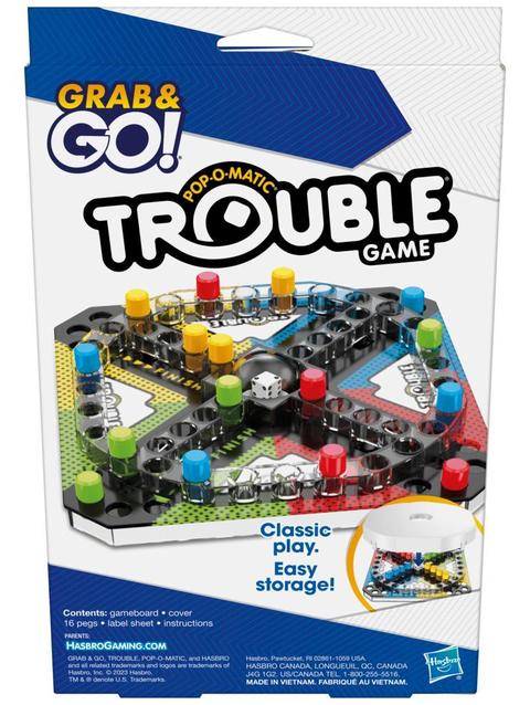 Trouble Grab and Go Game for Ages 5 and Up, Portable Game for 2-4 Players, Travel Game