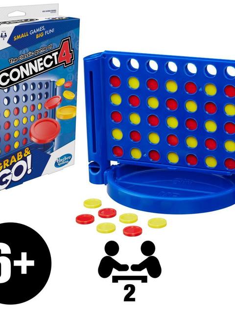 Connect 4 Grab and Go Game for Ages 6 and Up, Portable Game for 2 Players, Travel Game