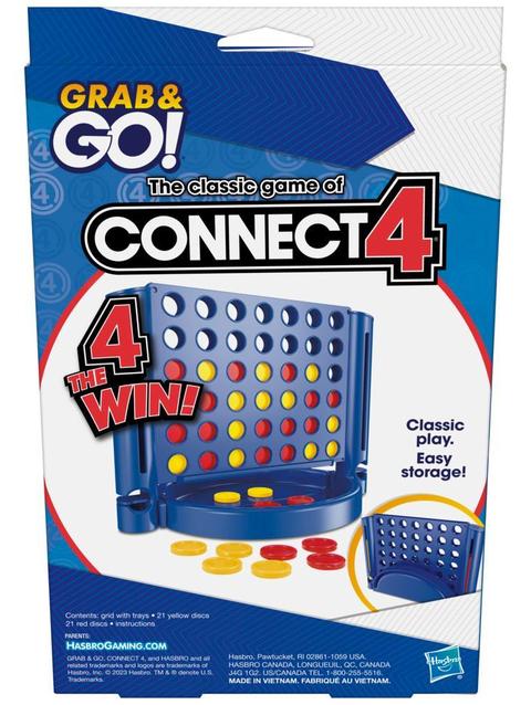 Connect 4 Grab and Go Game for Ages 6 and Up, Portable Game for 2 Players, Travel Game