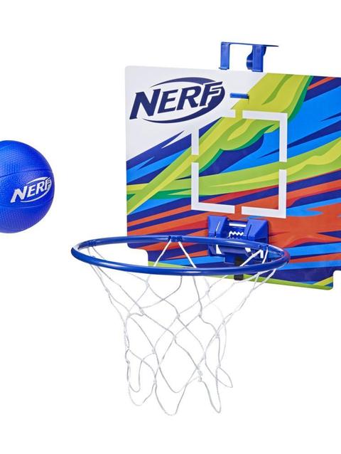 Nerf Nerfoop – The Classic Mini Foam Basketball and Hoop -- Hooks On Doors -- Indoor and Outdoor Play