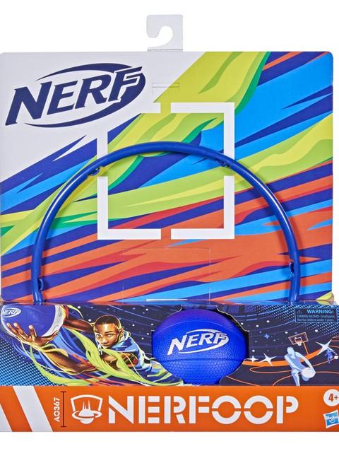 Nerf Nerfoop – The Classic Mini Foam Basketball and Hoop -- Hooks On Doors -- Indoor and Outdoor Play